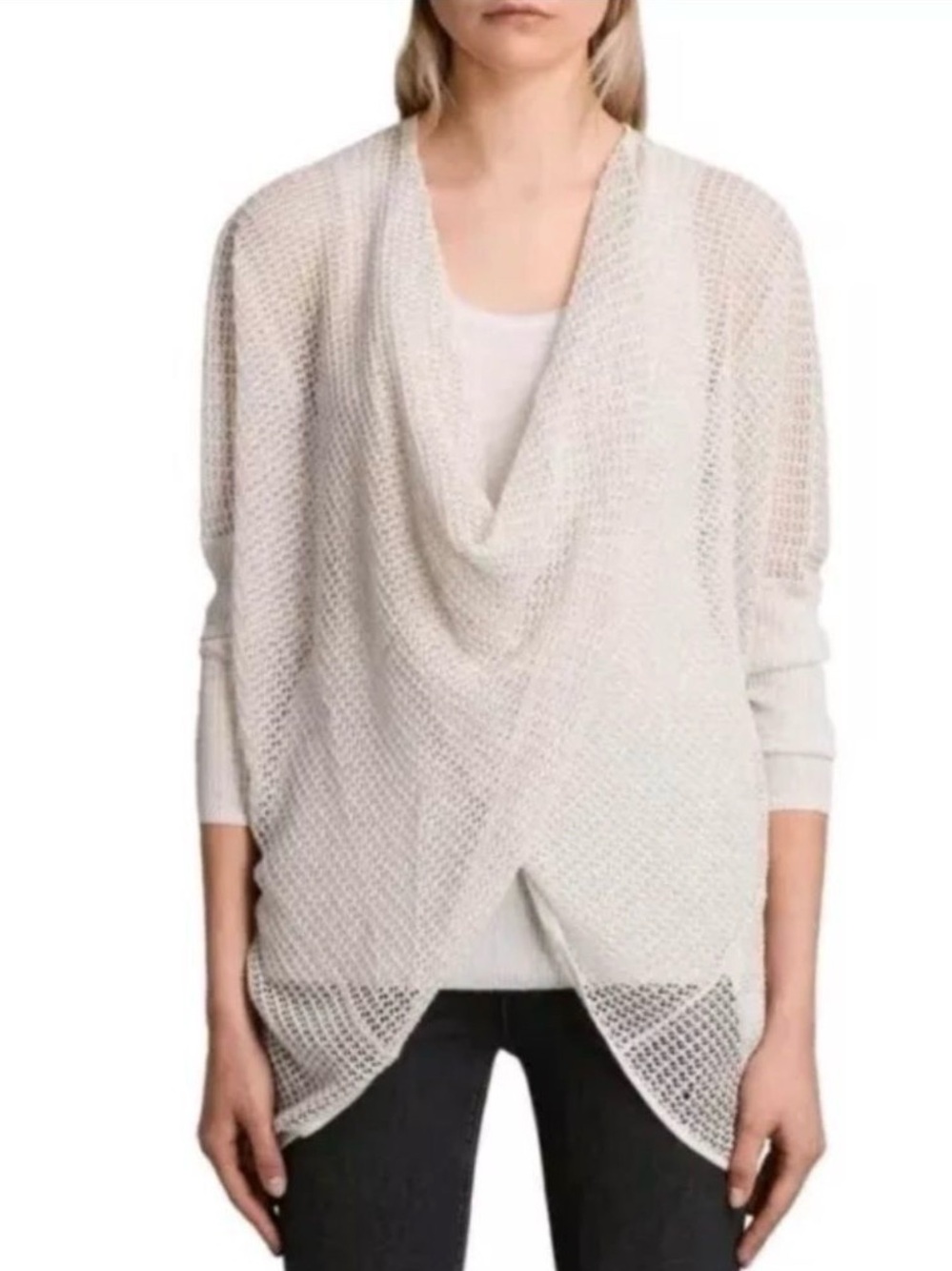 AllSaints Itat Shrug in Cream/Chalk - Size XS/S